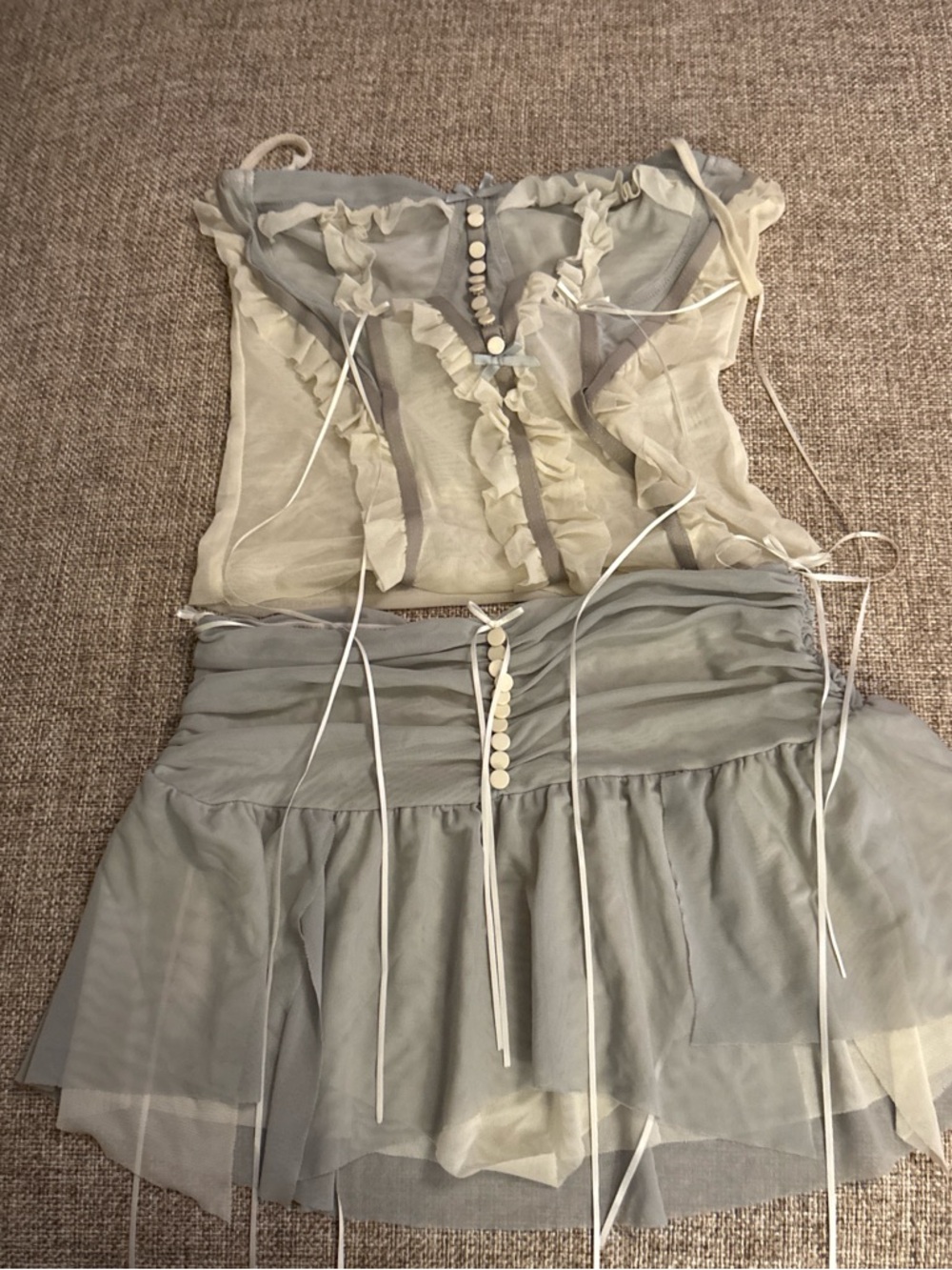 Fashion Nova Light Gray Layered Ruffle Mini Skirt
